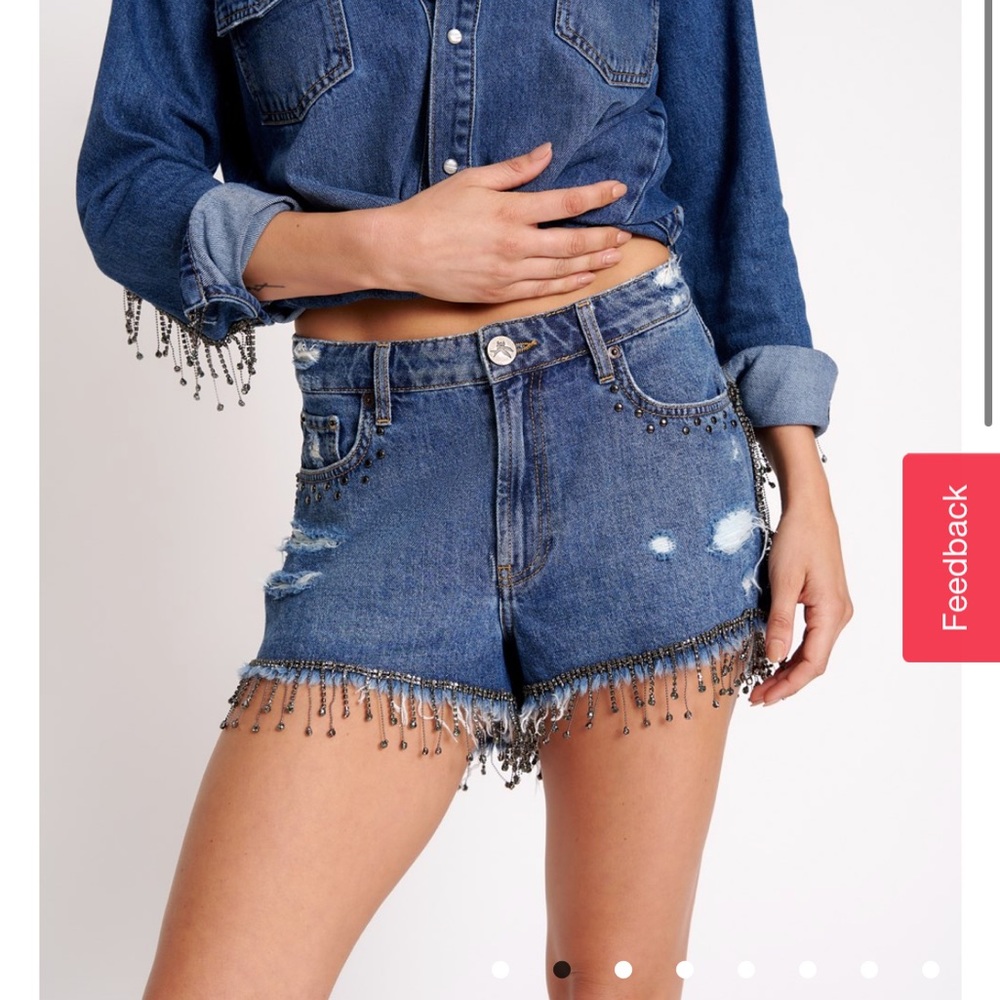 Nwt one teaspoon rhinestone western Jean shorts